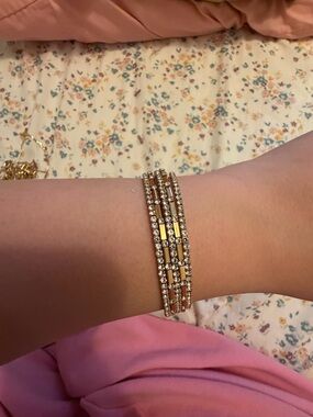 Gold Crystal Multi-Row Women's Bracelet